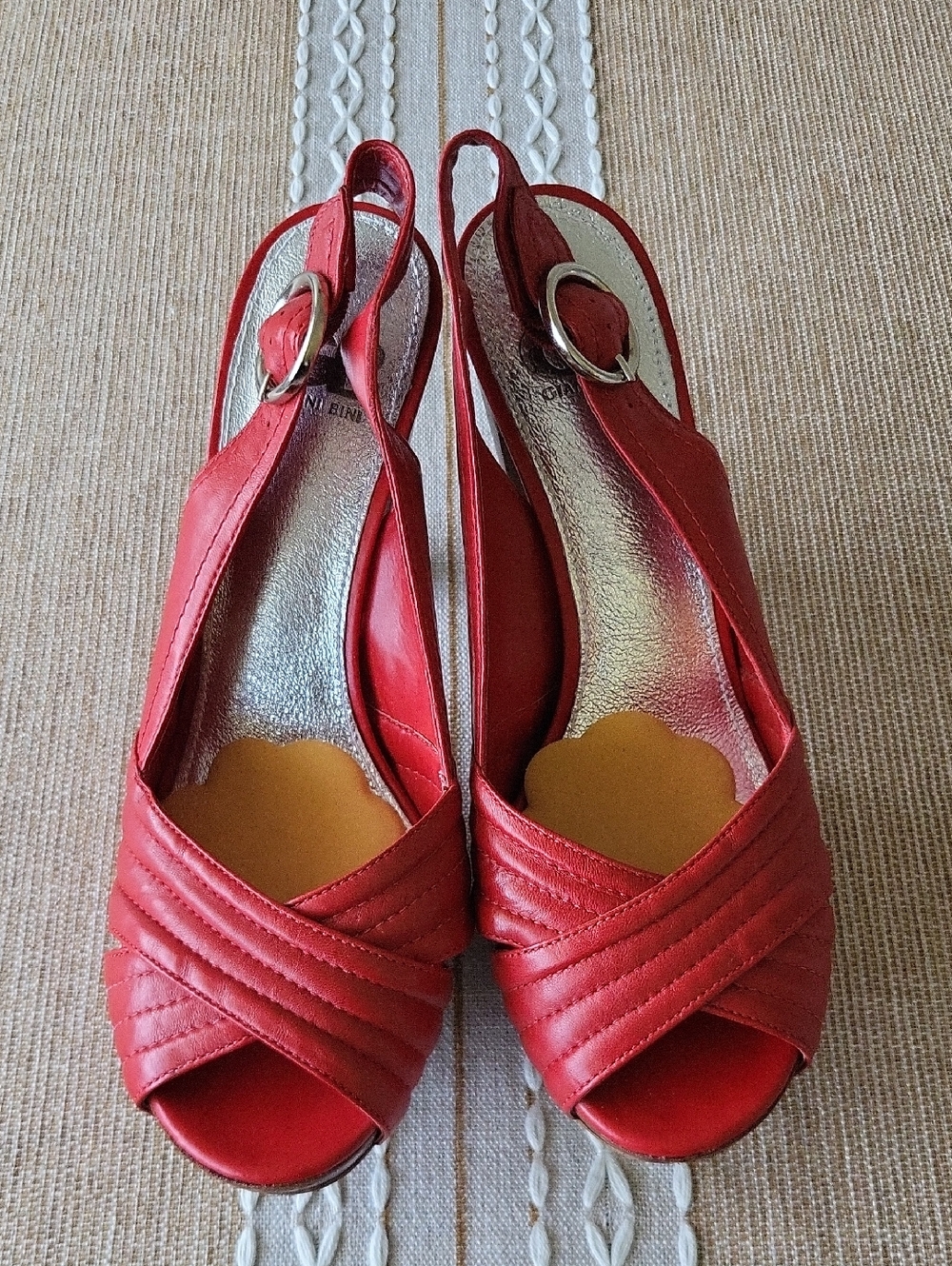 Gianni Bini Red Slingback Peep-Toe Heels